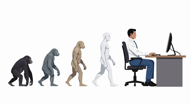 Evolution of humans from apes to modern office worker