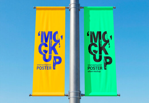 Street Pole Banner Mockup