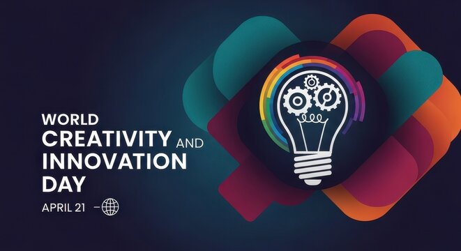 Celebrating world creativity and innovation day on april 21st with vibrant design elements