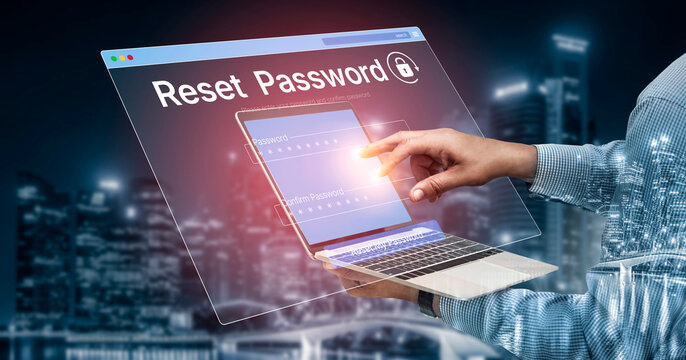 A web browser interface for the password reset function. This form allows a user to recover their account by entering and confirming a new, secure password for access. Fermion