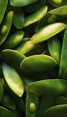 Obraz premium Vibrant Green Delight A Seamlessly Tiled Composition of Sliced Pea Pods with Lush Inner Peas