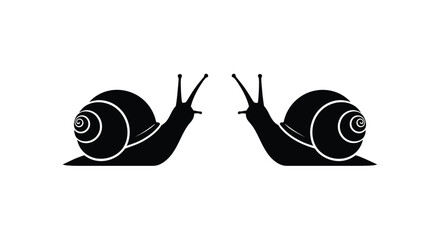 Two black snails facing each other in a minimalist graphic design © MDEmon