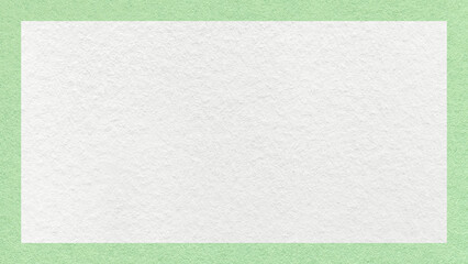 Fototapeta premium Textured white paper background with light mint border. Backdrop with green frame and copy space for banner, presentation