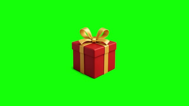 Red gift box animation concept with cute golden ribbon vector icon symbol. Animated reward and present illustration design. Editable item motion graphic video template with green screen background