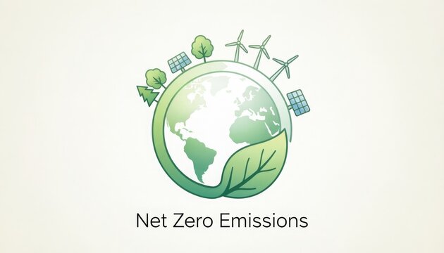 Sustainable Earth with Renewable Energy and Net Zero Emissions Concept