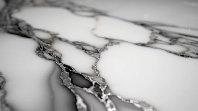 Video of elegant white marble pattern with flowing natural veins, premium stone backdrop, luxury branding texture, refined interior surface concept, timeless material aesthetic.
