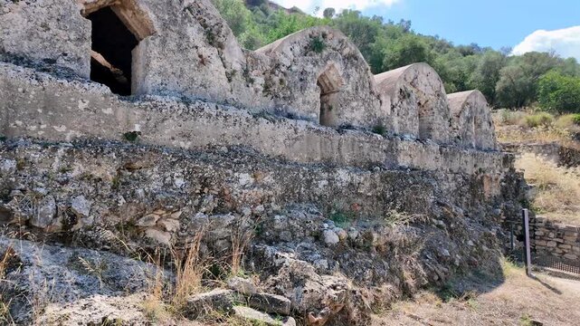 An old ancient cistern at Xativa Castle in the city of Xativa. The ruins date back to romans. Old roman and Spanish architecture that is still intact