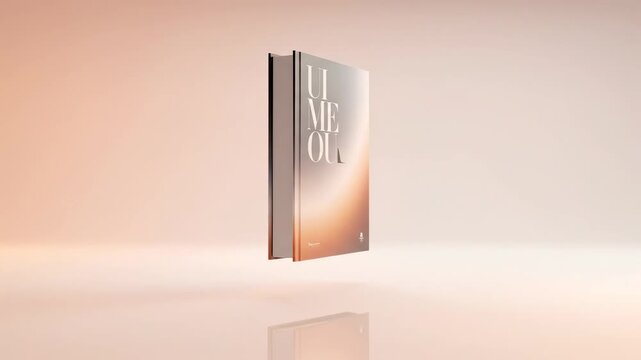 Minimal Floating Book Visualization \'96 conceptual 3D cover display, bright seamless environment with a hardcover book levitating gently in mid-air, perfectly centered with clean symmetrical