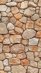 Fototapeta premium Natural Texture of Weathered Stone Wall Featuring Irregular Arrangement of Solid Brown Rocks
