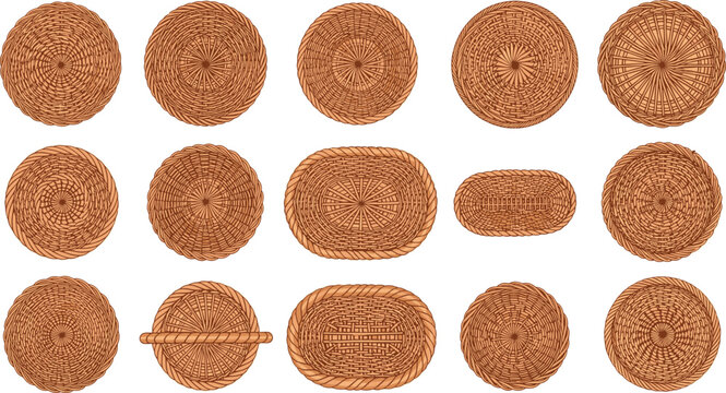 Variety of Handwoven Baskets in Different Shapes and Sizes for Storage and Decoration