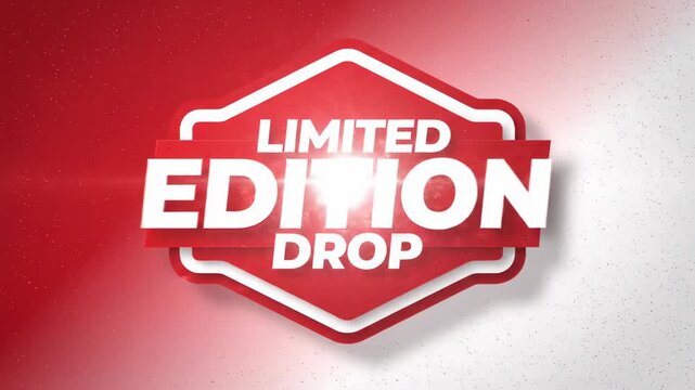 This video presents a modern limited edition promotional label animation with bold typography, vibrant brand accent colors, and dynamic retail campaign aesthetic.