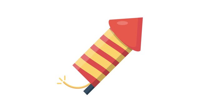 A whimsical cartoon rocket adorned with yellow and red stripes, illustrated against a bright backdrop.