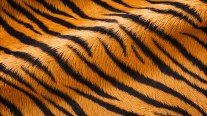 Fototapeta premium Stripes and colors of a tiger skin showcase fine details of the wild animal's fur texture and pattern on a natural background