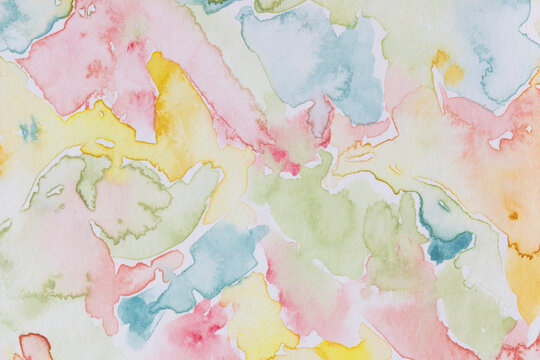 Pastel colors watercolor abstract painting on paper