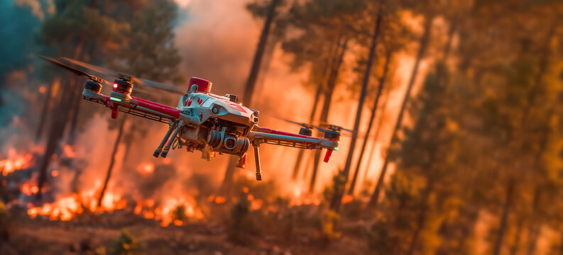 Drone Monitoring Wildfire in Forest