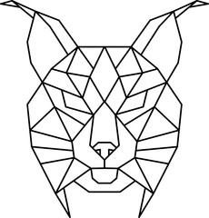 Lynx head geometric drawing outlining wild feline predator © WinWin