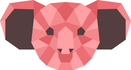Pink low poly koala bear animal head illustration © WinWin