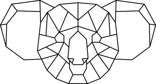 Koala head abstract geometric line art illustration drawing