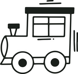 Hand drawn doodle train engine moving illustration © WinWin