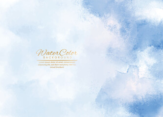 Blurry blue and white abstract background with text overlay