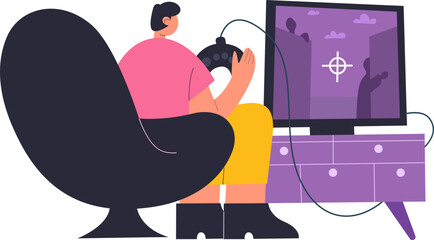 Person playing video game on television monitor © WinWin