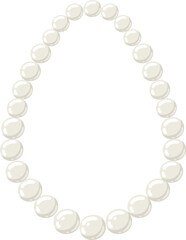Obraz premium Pearl necklace forming oval shape on white background