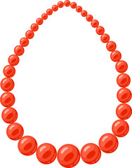 Red beads forming a decorative drop shape