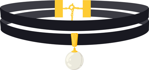 Naklejka na ściany i meble Fashionable black choker necklace featuring a classic pearl pendant