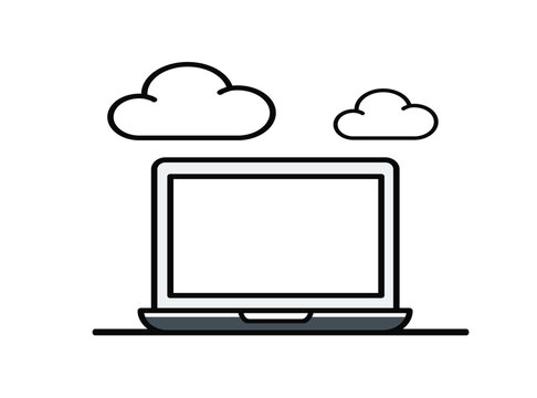 Cloud Computing Laptop Technology Illustration