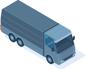 Isometric long cargo truck illustrating delivery service