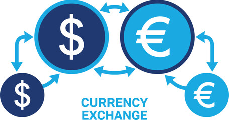Obraz premium Currency exchange concept with dollar and euro symbols