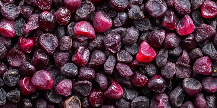 Vibrant tart cherry background with dried pieces from harvest, highlighting preservation methods.