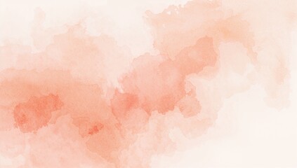 Fototapeta premium Showing watercolor wash drifting across paper tooth as scan, peach coral layers with granulation