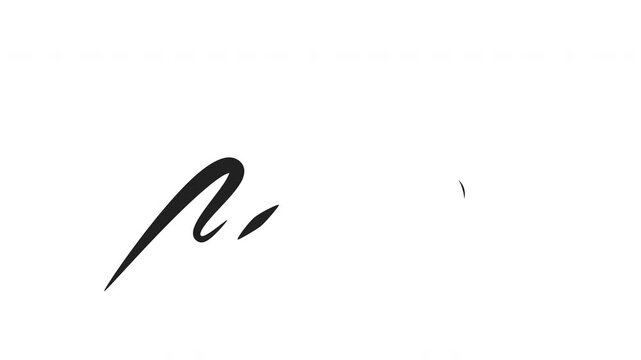 Minimal white hand drawn breeze line doodle animation on black background. Thin abstract wind motion graphic with clean elegant movement.