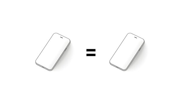 A simple illustration of two identical smartphones with an equals sign between them