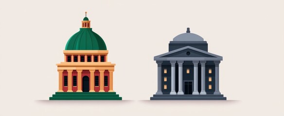 Naklejka premium historic buildings are the sturdy roots of a vibrant modern republic and its government