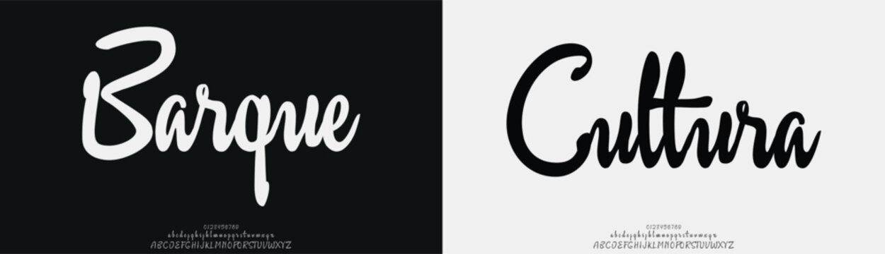 Barque Guthura, Script minimal luxury font alphabet logo. Typography beauty fashion elegant minimalist serif italic fonts decorative wedding vintage retro logos. vector illustration
