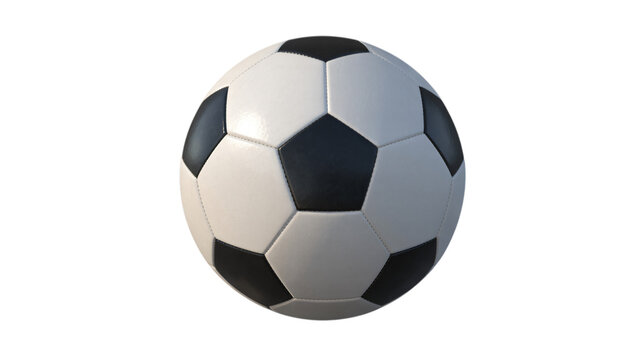 3D rendering of a traditional black and white soccer ball on white background