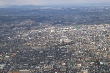 Fototapeta premium 空から見た熊本市東区御領・長嶺東辺りの景色