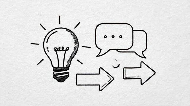 Video of doodle animation loop with simple icons drawing themselves, playful hand-drawn graphic background for explainer videos, social media content and creative branding.