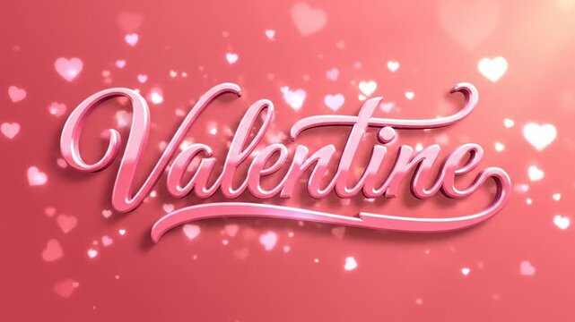This video features pink Valentine lettering in elegant romantic script font over a bright background, celebrating love theme design, seasonal greeting visuals, and modern holiday branding content.