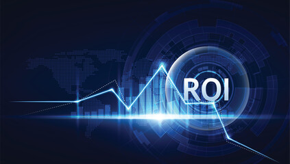 Fototapeta premium ROI Visualization: A conceptual visualization highlighting the Return on Investment (ROI) with illuminating graphs and a modern, digital interface.