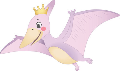 Cute Dinosaur Princess Pterodactyl Flying Design © Victory