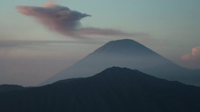 B-Roll of Mount Semeru Close-Up at Sunrise | Volcanic Peak View from King Kong Hill, East Java, Indonesia