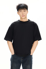 Fototapeta premium Asian male youth image against a white background