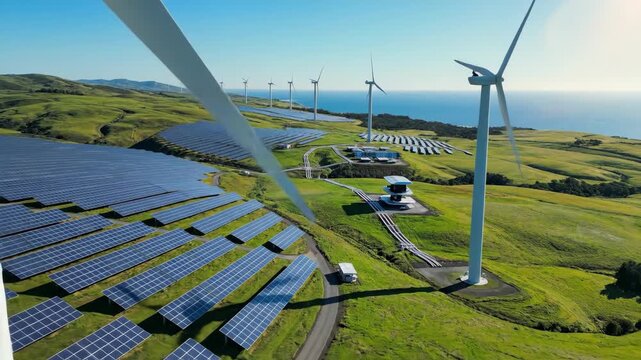 Video of Climate tech venture growth &ndash; clean technology innovation landscape, sustainable startup ecosystem concept, renewable energy infrastructure background, green investment future visual,
