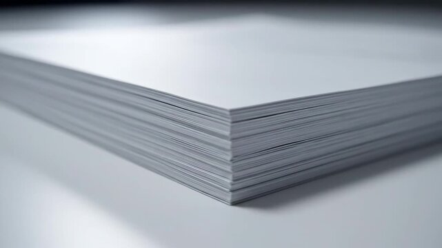 Video of flyer stack mockup with paper pile in perspective view, professional print branding presentation and marketing template concept.