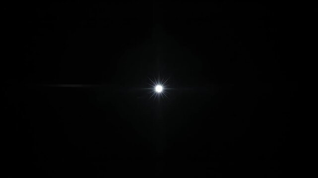 White Star Flash \'96 Sharp radiant light spike, pitch-black background pierced by an intense pure-white starburst at the exact center, razor-sharp radial spikes extending outward in symmetrical