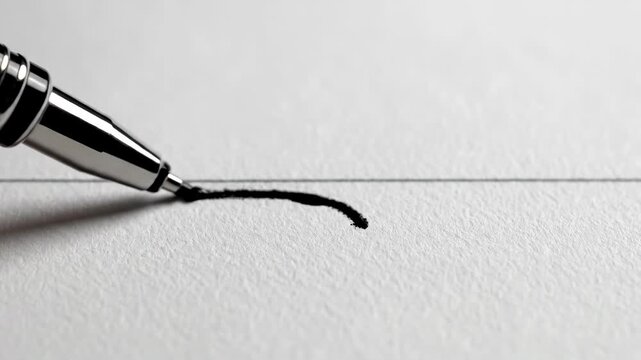 Video of detailed fine liner stroke captured in close-up with smooth line motion and textured paper surface, drafting and sketching concept for education and productivity visuals.