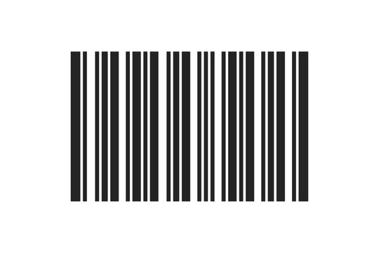 Simple black and white barcode symbol for product identification and scanning  isolated
